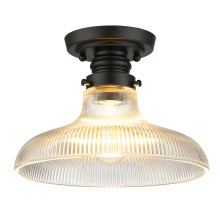 Golden 0307-FM10 BLK-ROG - Wry Lighting Clary 1-light Flush Mount in Matte Black